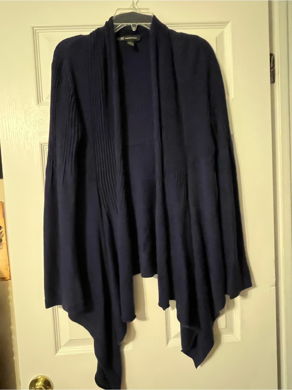INC International Concepts Navy Open-Front Draped Cardigan